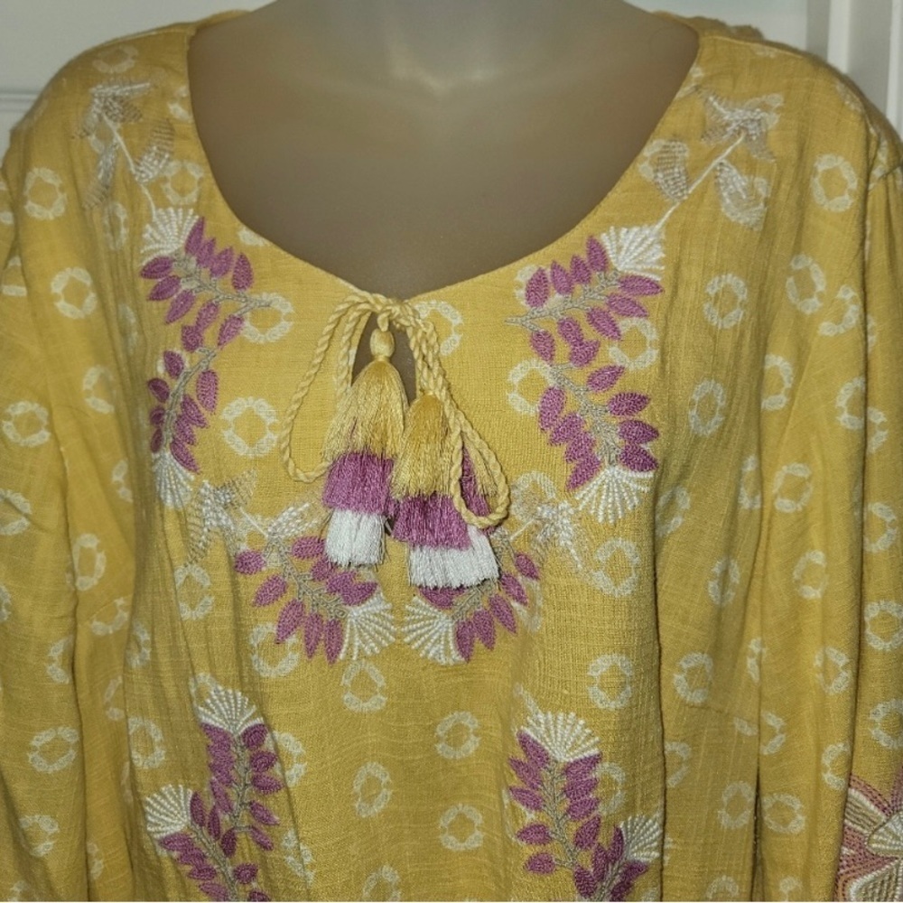 Embroidered Linen Midi Dress Caftan / Resort Wear NWT XS - Picture 6 of 15